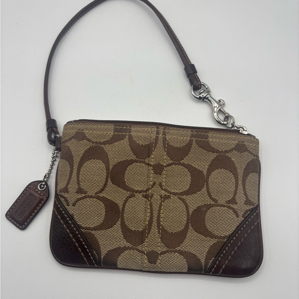 Coach Brown Signature Wristlet